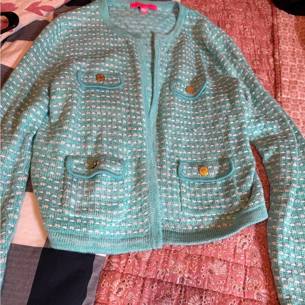 Lilly Pulitzer Turquoise Cardigan Sweater
